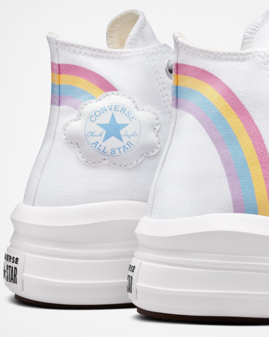 Zapatos Plataforma Converse Chuck Taylor All Star Move Rainbow Cloud Altas Niña Blancas Azules Rosas | PE E7PW0L